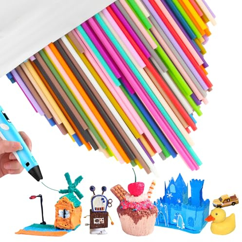 YUE QIN 300 Stück 30 Farben 2,5 mm 3D Doodler Pen NachfüLlungen Buntes 3D Stift Filament Nachfüllpackung Niedrigtemperatur PCL Filament Nachfüllpacks Nur Passend für 3doodler Start+ Pen