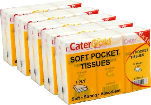 Pocket Tissue Large Paper Hankies 3-Ply White Soft Absorbent Strong Travel Napkins Fragrance Free Packets Size Multipack 20cm (30 Packs, 300 Sheets)