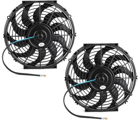 Tomantery Ventilador de Refrigeración del Radiador Accesorio Práctico Eléctrico Universal para Intercoolers del de Aceite del Vehículo 12 Pulgadas 2 Piezas para Automóvil Plástico Negro