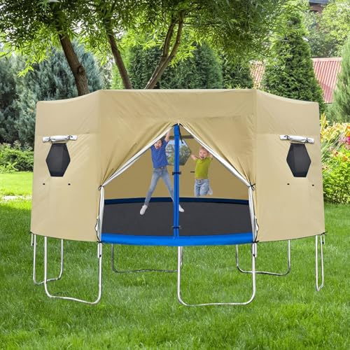 Yrrtyuo Housse De Tente De Trampoline 183cm/244cm/305cm/366cm Tente pour Trampoline, Couverture De Tentes De Trampolines Pliable Toile D'Ombrage Solaire Anti-UV PourTrampoline Rond À 6 Poteaux Droits