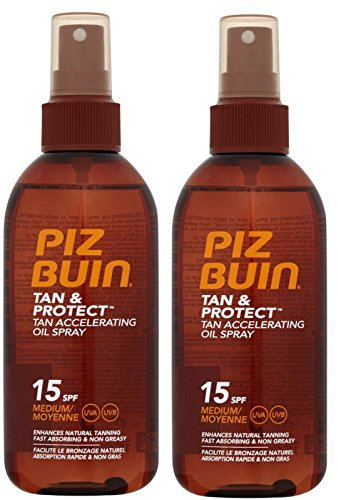 Piz Buin para acelerar el bronceado aerosol de aceite F15 – (Pack de 2) 150 ml