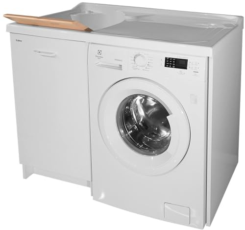 Montegrappa Lavatoio e Coprilavatrice 109x60x89cm ASSE in Legno Edilla Bianco Sinistro