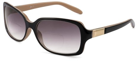 JM Klassisch Bifokal Lesebrille Platz Stylish Gradient Sonnenbrillen Leser für Damen +2.0 Schwarz
