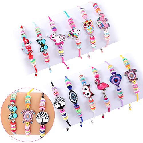 Tacobear 12 PCS Bracelet Fille Bracelet Amitié pour Enfant Licorne Bijoux Enfants Fille Ajustable Bracelets Cordon Tressé pour Cadeau Anniversaire Fête