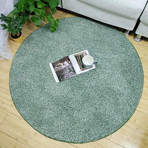 Fansu Tapete Redondo Interior Alfombra Cocina Dormitorio Sala Piso Moqueta Mats Felpudos, Estera de Felpa Corta Cojín Antideslizante Multicolor Decorativo Suave Superficie (140cm,Verde Oliva)