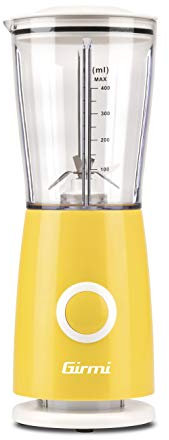 Girmi FR03 Frullatore Elettrico, 170W, 4 Lame in Acciaio INOX, 400 ml, Bicchiere graduato, Giallo