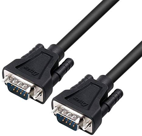 DTECH DB9 zu DB9 RS232 Serielles Kabel Stecker zu Stecker Null Modemkabel Kreuz TX RX-Leitung für Datenkommunikation (1,5 m, schwarz)
