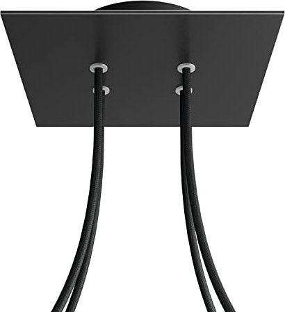 creative cables - Quadratisches 4-Loch und 4 Seitenlöchern Lampenbaldachin, Rose-One-Abdeckung, 200 mm - Mattschwarz, Schwarz