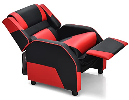 ARLIME Kids Recliner, PU Leather Kid Lounge Chair w/Footrest, Armrest, Headrest & Lumbar Support, Adjustable Gaming Toddler Sofa Armchair for Boys Girls (Red)