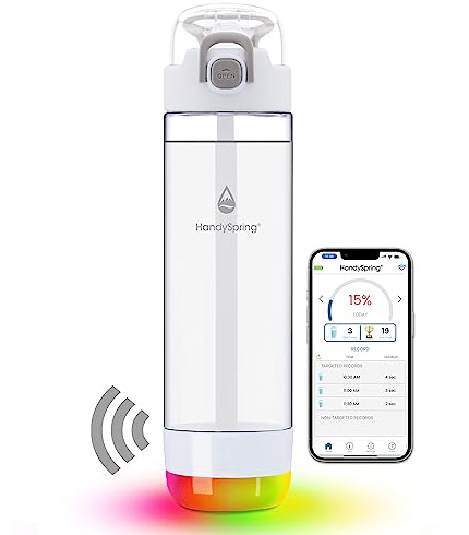 HANDYSPRING - Bouteille d'eau intelligente avec rappel de boire de l'eau, lumières et son, suivi de l'apport d'eau, rechargeable, plastique Tritan avec paille, cadeaux pour femme, homme, maman, papa