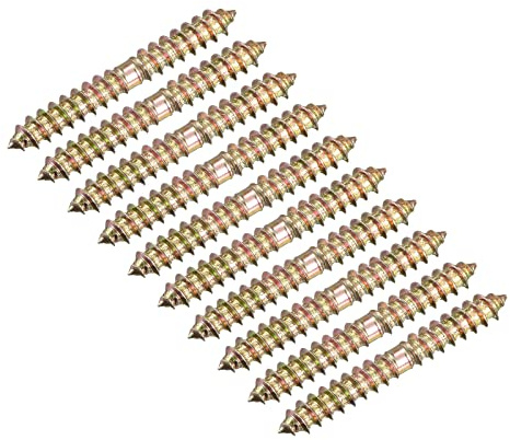 sourcing map 6x47mm Suspensión Pernos, 80uds Doble Extremo Autoperforantes Rosca Madera a Madera Espiga Tornillos para Madera Conexión