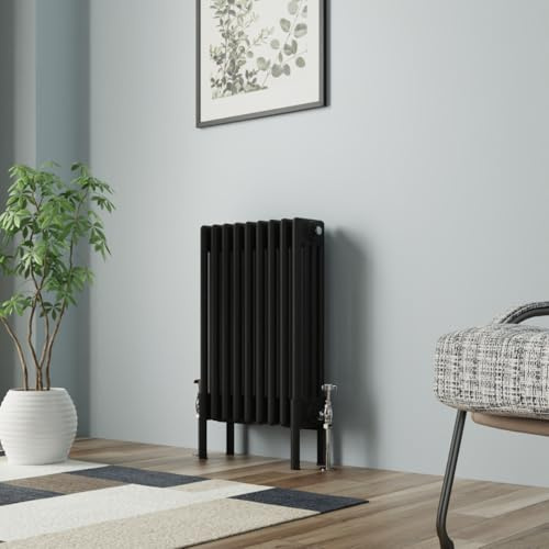 NRG Traditioneller Heizkörper aus Gusseisen, 4 Säulen, 600 x 425 mm, Schwarz