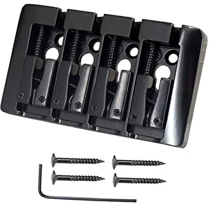 Amagogo 4 String Electric Bass Bridge Hardtail Saddle Bridge Hard Tail Fixed Saitenhalter für E-Gitarre Ukulele Zubehör Ersatz