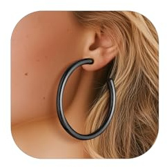 PROSTEEL Hoops örhängen för kvinnor, 30/40/60/80 mm, rostfritt stål/guldpläterad/svart-skicka presentask