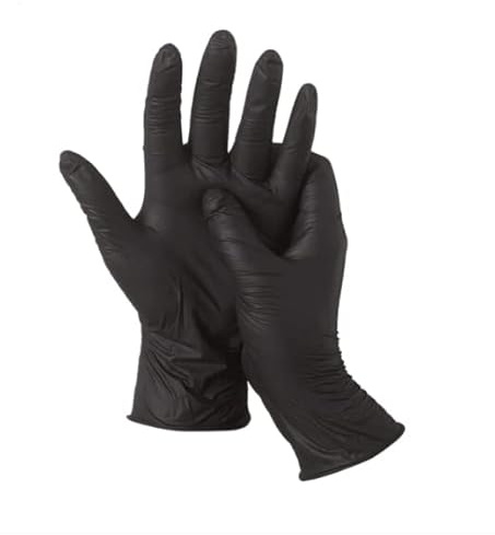 CHAWLA Black Pearl Nitrile Examination - Multipurpose, Powder Free and Latex Free Disposable Gloves, Box of 100 Gloves, Black (1 Box (100 Gloves), Large)