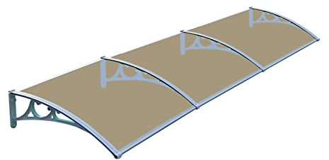 EnixWh Fenstermarkise, Haustür, Dachüberdachung mit Halterung aus Aluminiumlegierung, Gebogene Polycarbonat-Abdeckung, Sonnenlicht, Regen, Schnee, Schutz für Veranda, Außenbereich, Garage, Balkon,