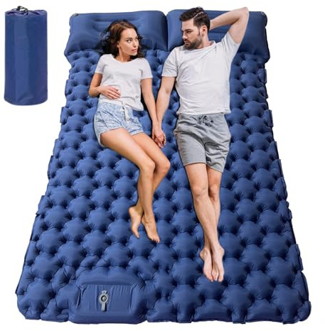 Qivine Aufblasbare Isomatte Ultraleicht, 9CM Schlafmatte Selbstaufblasende Isomatte Camping 2 Personen, Luftbett Selbstaufblasend Luftmatratze Camping Matratze für Rucksackreisen Zelte Hängematten