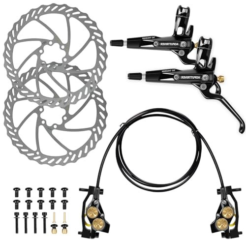 Kethvoz MTB Hydraulic Brake Set 4 Pistons, Disc Brake Bicycle Set Front and Rear, Professional Bicycle Hydraulic Brakes with 180 mm Brake Discs for Mountain Bike, E-Bike, Road Bike, Riding