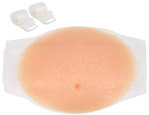 Faux Ventre de Grossesse Silicone Ventre de Grossesse Silicone Artificiel Ventre de Femme Enceinte Accessoires de Photographie avec Sangles pour Costumes Cosplay (2-4 mois)