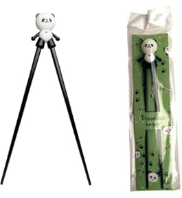 Palillos blancos para niños, 22 cm, con bonito oso, gato, conejo, panda, soporte para principiantes, palillos intercambiables Panda