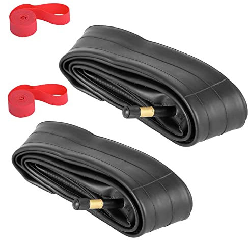 ISTOVO 2 Pakete 700X35-43C Fahrradschlauch mit 2 Riemen Reifen Beruf Schrader Gummi Fahrradschlauch für Rennrad 700C