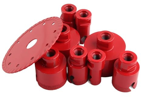 Miokycl Kit di 9 punte diamantate per trapano da 20 a 68 mm con codolo M14 e disco abrasivo da 125 mm per piastrelle, graniti, marmo, mattoni
