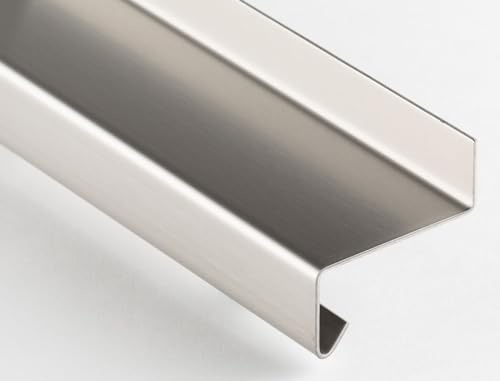 Schlögel GmbH Edelstahl Fensterbank 1,5mm Edelstahl 2000mm, 15/40/180/25 | 1.4301, Abschluss 5°, T=50-400mm, Längen 500/750/1000/1500/2000mm