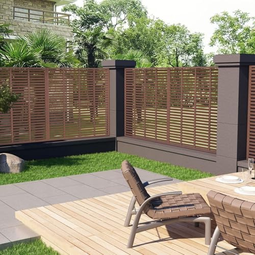 Gecheer WPC Clôture à lamelles Marron 180 x 180 cm Clôture de jardin décorative Clôture Clôture Barda Grille Type 1