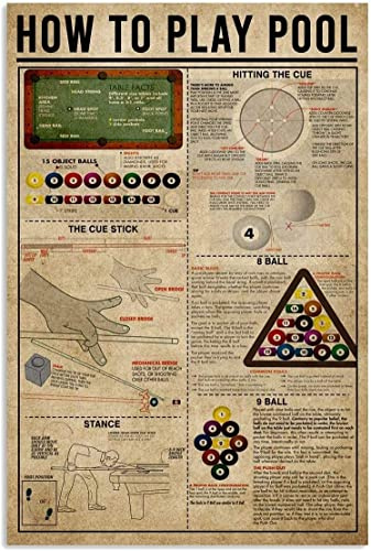 Oudrspo Metall-Blechschild „How To Play Pool, Vintage-Billard-Wissen, Poster, Club, Büro, Zimmer, Zuhause, Wanddekoration, Plakette, 30,5 x 40,6 cm