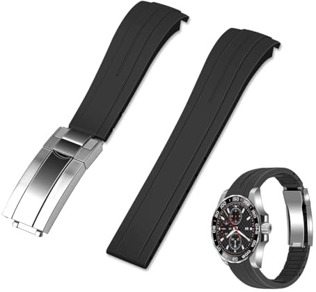 Kai Tian 22mm Silikon Uhrenarmbänder Sport Armband, verjüngtes Kautschuk gebogenes Ersatz Uhrenarmband mit klassischer Tauchschnalle für Männer Frauen