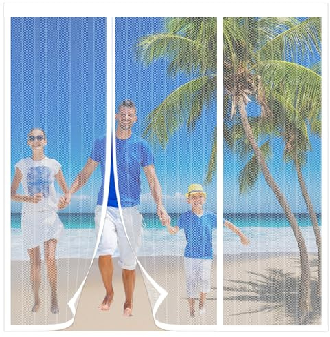 Magnetic Fly Screen Door,Reinforced Polyester Double Door Screen Curtain,Anti Mosquito Mesh Fly Curtain,Heavy Duty Bug Mesh Curtain for Sliding Door, Patio, Bedroom-Hands Free,White,120x180cm