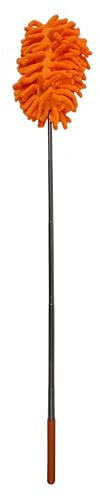 Extendable Cleaning Duster For Room High Ceiling – Retractable Microfibre Duster For Furniture, Car, Blinds, Home, etc (Orange)