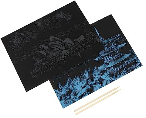 TOYANDONA 2stücke Kreatives Kratzpapier Für Stadtlandschaften Malen Ohne Pigment Für Partys Und Familienaktivitäten Mit Designs Von Japanischer Fuji Und Sydney Opera House