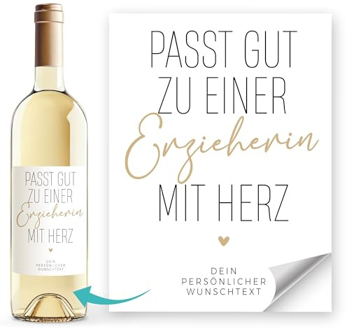 SpecialMe® Weinetiketten Weinflaschenetiketten personalisiert Passt gut zu Wunschtext Flaschenetiketten selbstklebend Wein Geschenk Weiss unisize