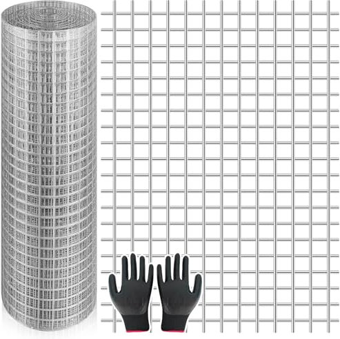 Rodent Mesh 60cm x 5M Galvanized Wire Metal Mesh Hardware Cloth Welded Roll for Vegetables Garden Rabbit Fencing, Snake Fence, Chicken Gopher Racoons Critters Block Rats, Mice & Small Animals