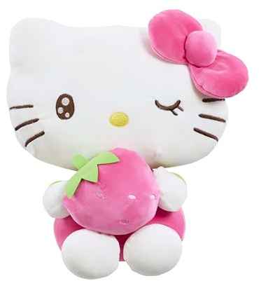 Hello Kitty Macedonia Plush, 16cm Strawberry Soft Toy, Cute Strawberry-Themed Outfit, Official Licensed Plush for Fans and Collectors, Suitable for Ages 4+