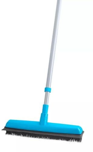 Telescopic Handle Rubber Broom Pet Hair Removal Sweeping Floor Cleaning Brush