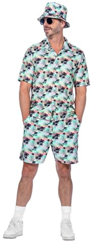 WILBERS & WILBERS - Festival Set mit Print-Motiv | 2-teilig mit Hemd und Hose, Party Outfit für Herren, Sommeranzug, Karneval