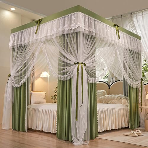 Zanzariera Letto Quadrata, Zanzariera per Letto Matrimoniale, Zanzariere a Quattro Angoli, Decorazione da Principessa, per Casa e Campeggio H 200 x 220cm