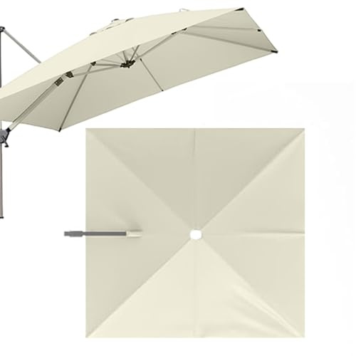 XLANDALYUEFA Parasol déporté carré de 3 m, 8 Baleines, Tissu de Remplacement for Parasol de terrasse, de Jardin, de Piscine, déporté, Pare-Soleil supérieur(Beige)