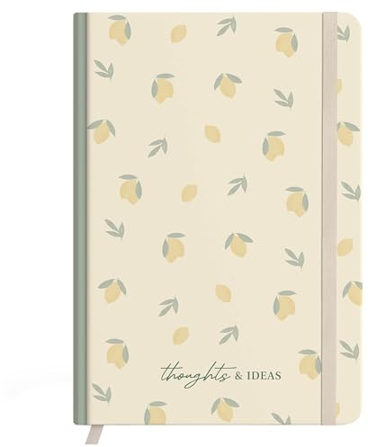 kind of hazel Anteckningsbok A5-med punktrutnät, 160 sidor, prickad journal, hårt papper, trådhäftning, läseband, gummibandslås, design, citron
