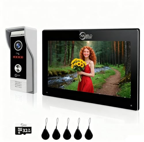 Wired Smart Video Intercom System - 1080P Doorbell Camera with 7 Touch Monitors,3 in 1 Unlocking,TUYA WiFi Door Phone Kits, Ideal for Apartments, Villas & Homes (Black)