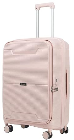 Cooleben Hartschalenkoffer PP-Material | 360° Drehrollen + TSA Code Schloss + Erweiterbar um 5 cm | Pink & Schwarz – Ihr Reisepartner für Jede Reise! (rosa, S-20inch)