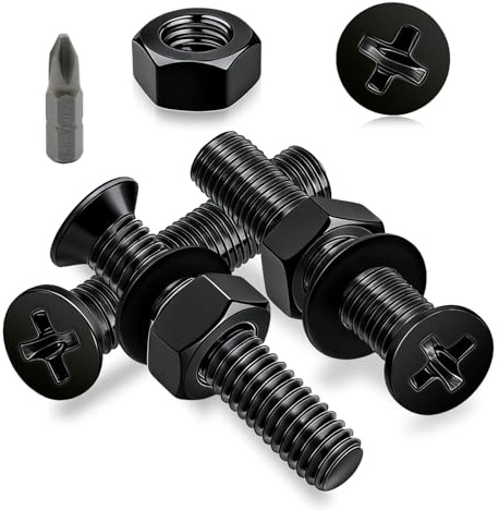Ezitruz Tornillo de Cabeza Avellanada Cruzar M4x35 mm, 50 Piezas Negros Tornillos de Cabeza Plana y Tuercas y Arandelas Rosca Completa para Reparación de Sillas