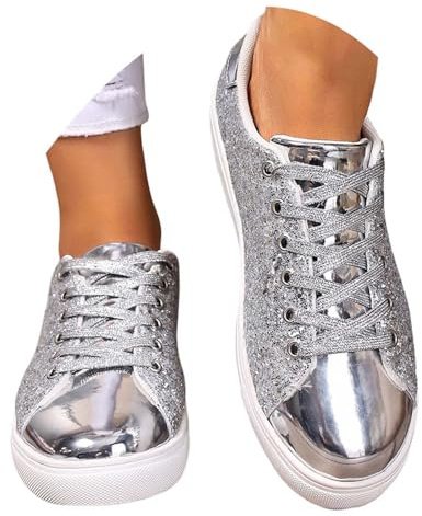 TBloevwlh Glitzer Sneaker Damen Silber Pailletten Halbhoch Damenboots Party Factory Schuhe Für Und Herren Designer Turnschuhe Karneval Plateau Funkelnde Bling Shiny Dressy Bedazzled Hochzeits Walking