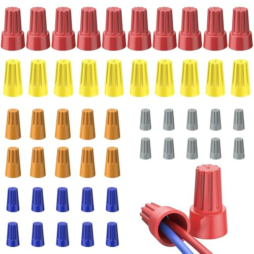 Uikdjgu 50 Pezzi di per Cavi, Cappucci per Cavi, Connettori per Cavi Elettrici per Cavi di Calibro 10-22 AWG, Connettori Elettrici per Cablaggi, A Torsione A