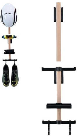 Portaoggetti da ciclismo – Organizer da parete in legno di faggio ABS con porta casco, espositore per attrezzatura da bicicletta, , per occhiali, scarpe, tachimetro per casa, garage