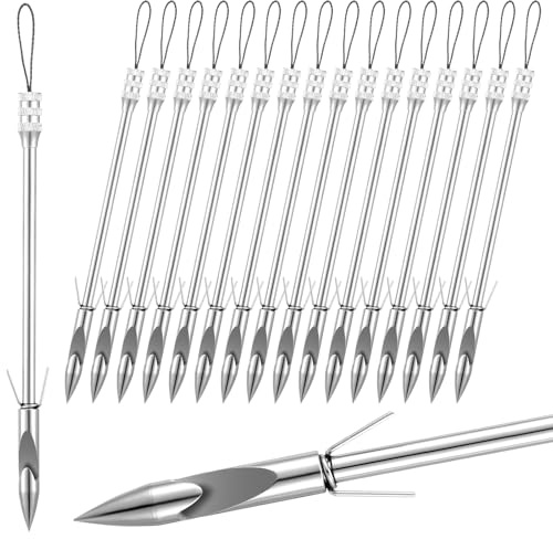 Shappy 20 Pcs 5.7inch Fishing Darts Stainless Steel Slingshot Arrows Fish Arrowheads Dart for Fishing Slingshot Adults Hunting Bowfishing