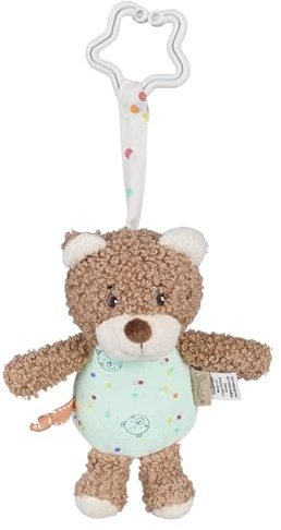 Sterntaler Spielzeuganhänger Bär BO, Baby-Spielzeug zum Aufhängen, weicher Flausch, Rassel, sternenförmiger Ring zur Befestigung, 28×14×7 cm, Hellbraun