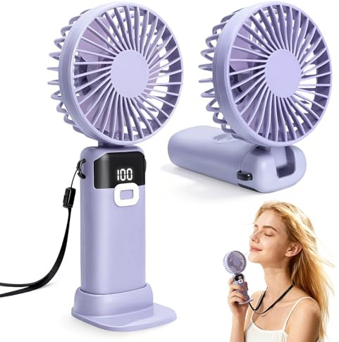 Ventilador Portátil de Mano Recargable, Mini Ventilador USB 3 en 1 Plegable